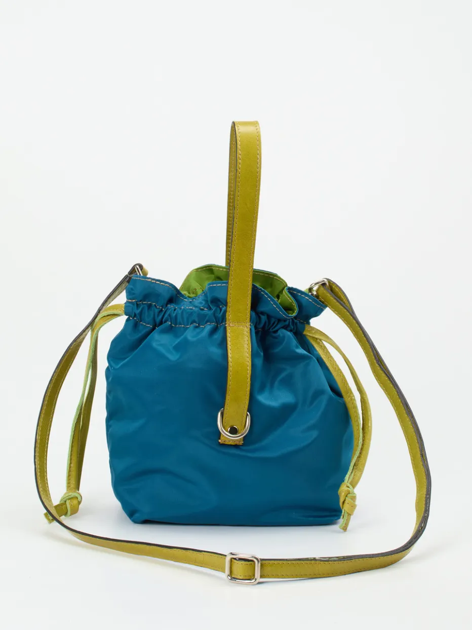 Damen AU 79 – Beuteltasche aus Textil und Leder petrol