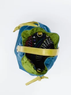 Damen AU 79 – Beuteltasche aus Textil und Leder petrol