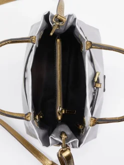 Damen AU 79 – Handtasche aus Leinen und Kalbleder