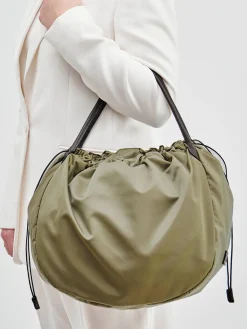 – Shopper Bag aus Nylon und Kalbleder oliv*AU 79