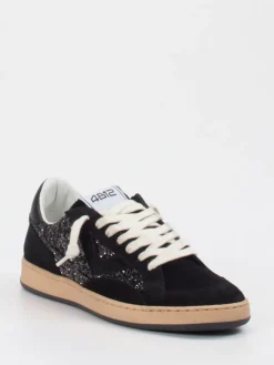 – Sneaker aus Veloursleder und Glitzertextil*4B12 Hot