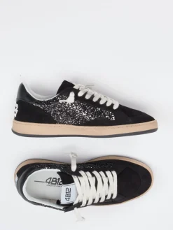 – Sneaker aus Veloursleder und Glitzertextil*4B12 Hot