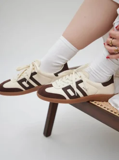 – Retro-Sneaker aus Velour/Leder cremefarben*Back 70 Clearance