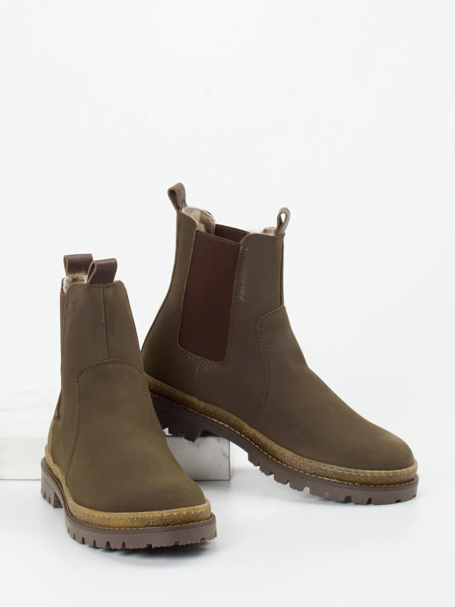Kinder Bisgaard – Chelsea Boots aus Nubukleder oliv
