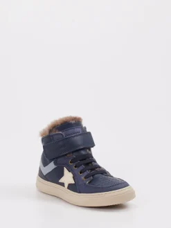 Kinder Bisgaard – High-Top Sneaker aus Metallicleder Dunkel