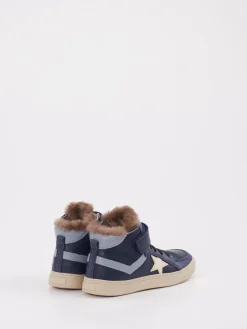 Kinder Bisgaard – High-Top Sneaker aus Metallicleder Dunkel