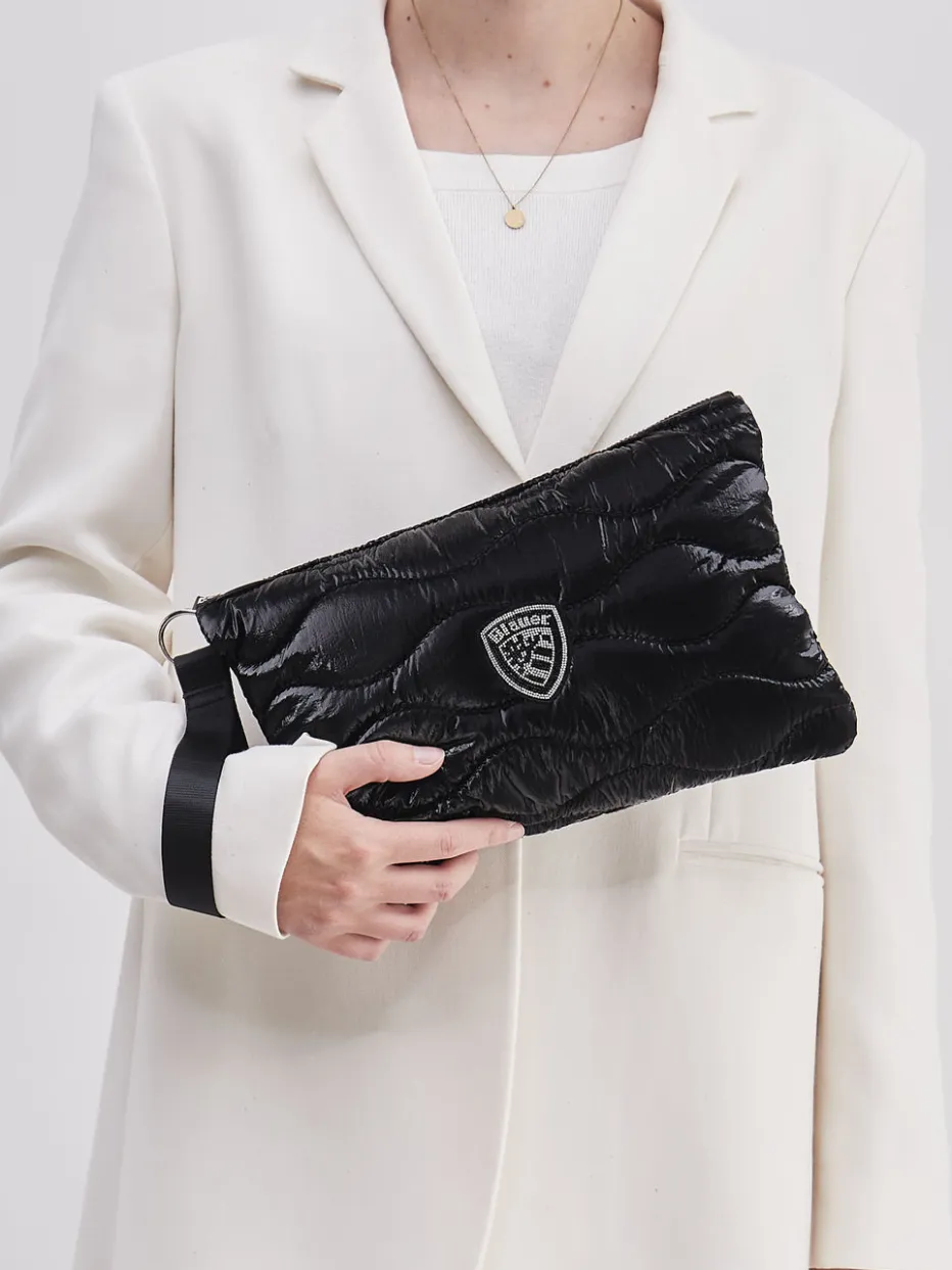 – Clutch aus Textil in glänzend*Blauer Clearance