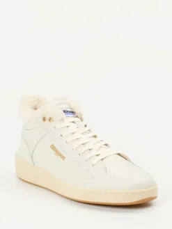 – Mid-Top Sneaker aus Kalbleder creme*Blauer Outlet