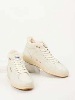 – Mid-Top Sneaker aus Kalbleder creme*Blauer Outlet