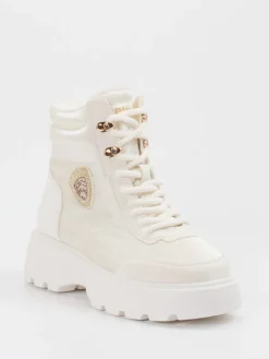 – Schnürboots aus glänzendem Textil*Blauer Hot