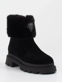 – Stiefelette aus Veloursleder*Blauer