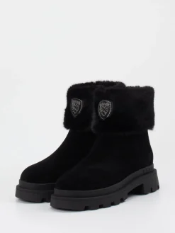 – Stiefelette aus Veloursleder*Blauer