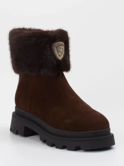 – Stiefelette aus Veloursleder dunkel*Blauer