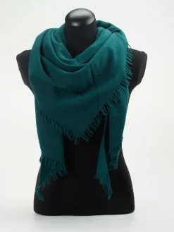 Damen Blui – Fransenschal aus Woll-Kaschmir-Mix Petrol