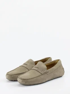 Herren Boss – Penny Loafer aus Veloursleder in Taupe