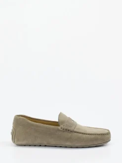 Herren Boss – Penny Loafer aus Veloursleder in Taupe