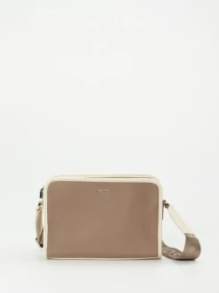 Damen Boss – Schultertasche aus Kalbleder in Taupe