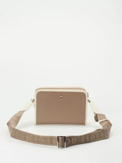 Damen Boss – Schultertasche aus Kalbleder in Taupe