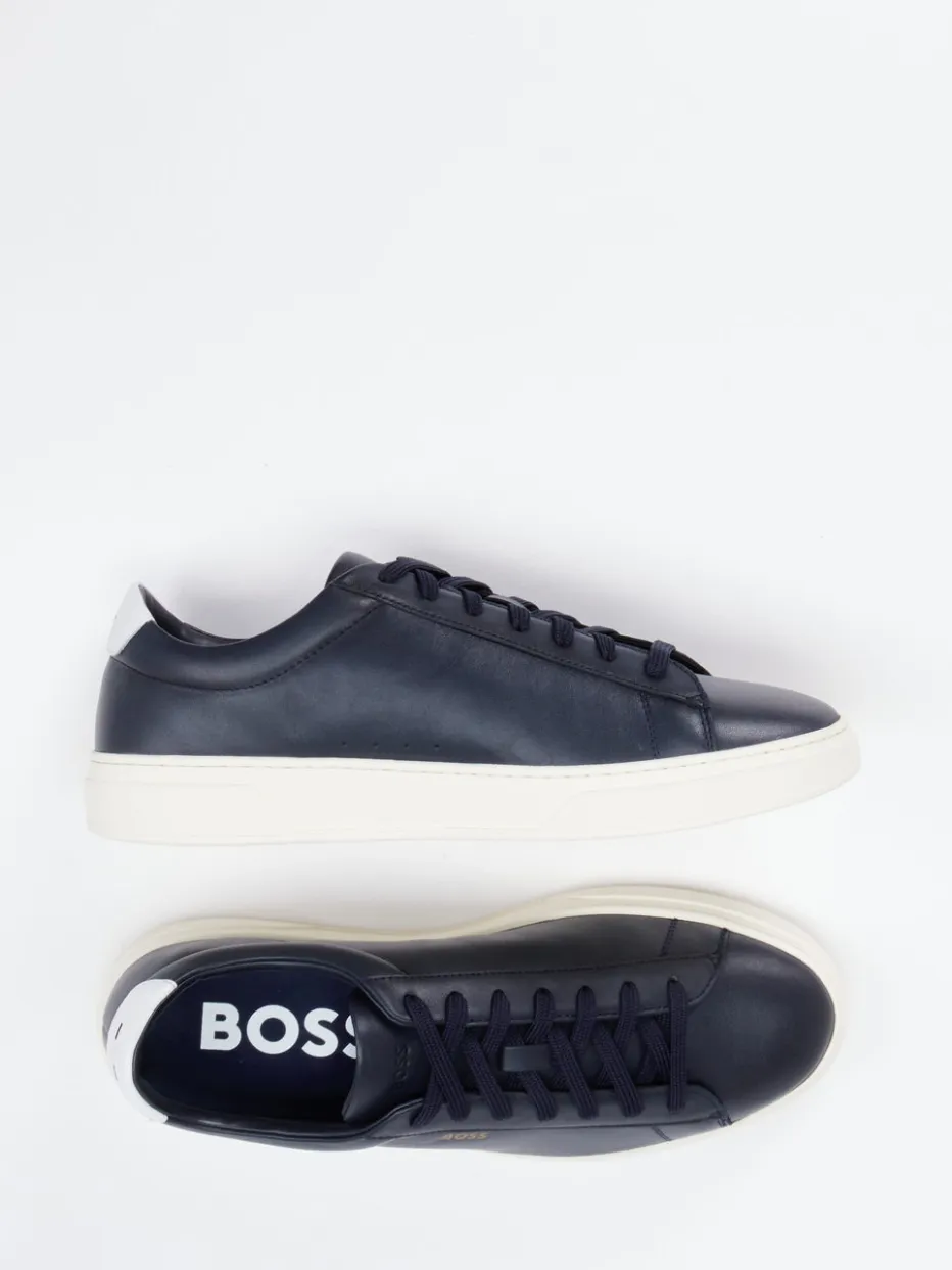 Herren Boss – Sneaker aus Glattleder in Dunkel