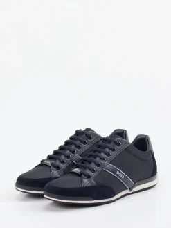 Herren Boss – Sneaker aus Kalbleder und Velours dunkel