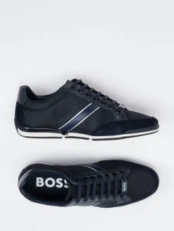 Herren Boss – Sneaker aus Kalbleder und Velours dunkel