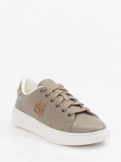 Damen Boss – Sneaker aus Kalbleder in Taupe