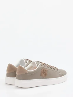 Damen Boss – Sneaker aus Kalbleder in Taupe