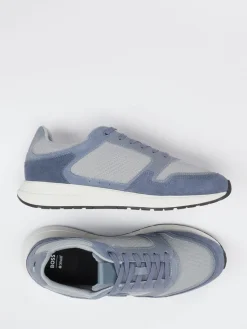 – Sneaker aus Mesh und Veloursleder stahl*Boss Hot