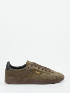 – Sneaker aus Veloursleder Olivbraun*Boss