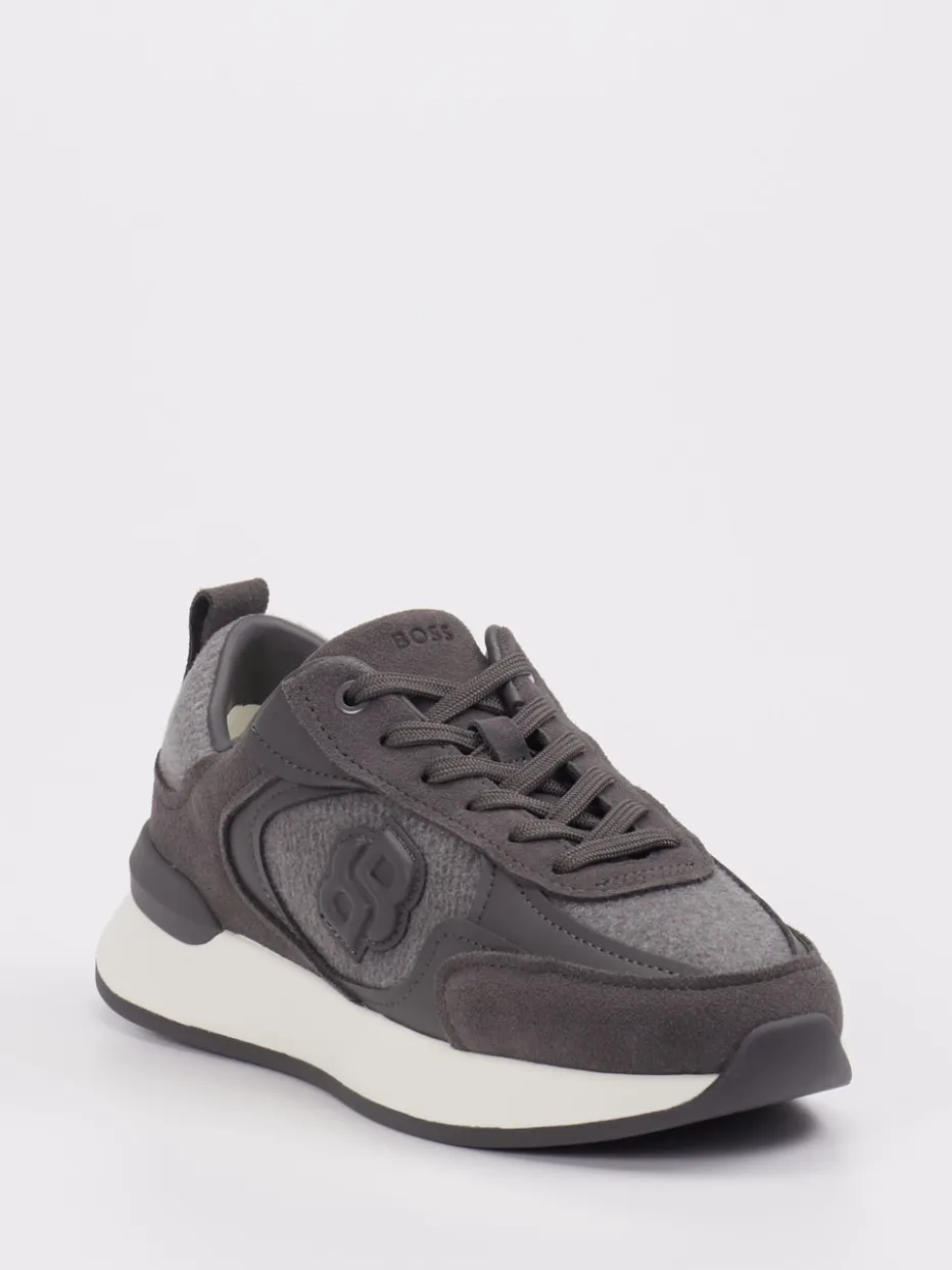 Damen Boss – Sneaker aus Velour/Textil Anthrazit