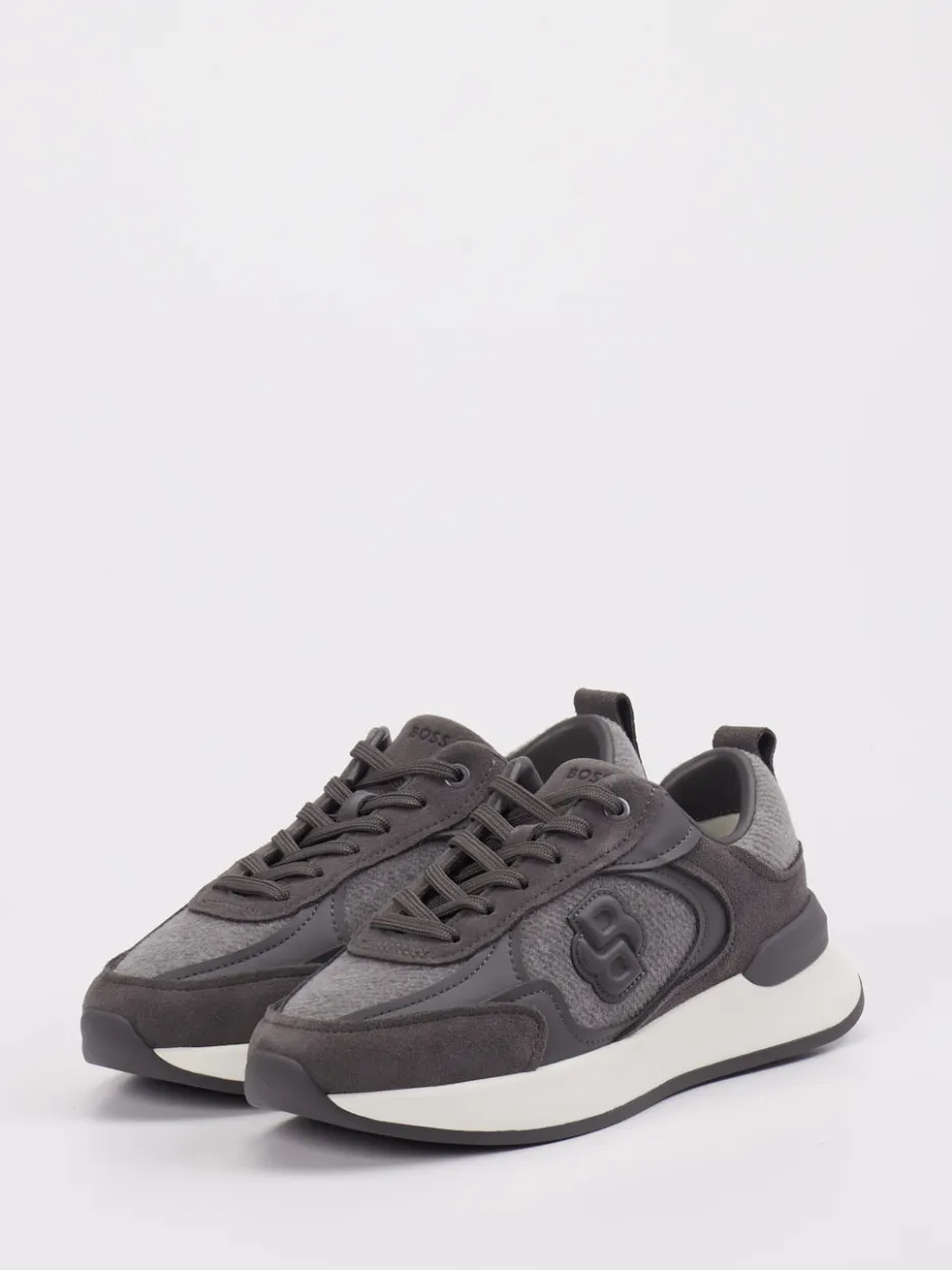 Damen Boss – Sneaker aus Velour/Textil Anthrazit