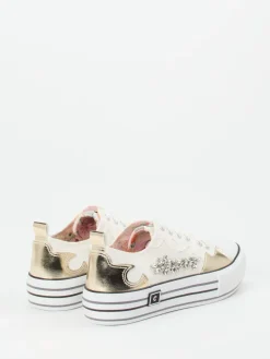 Damen CAFèNOIR – Plateau-Sneaker aus Textil mit Goldakzenten