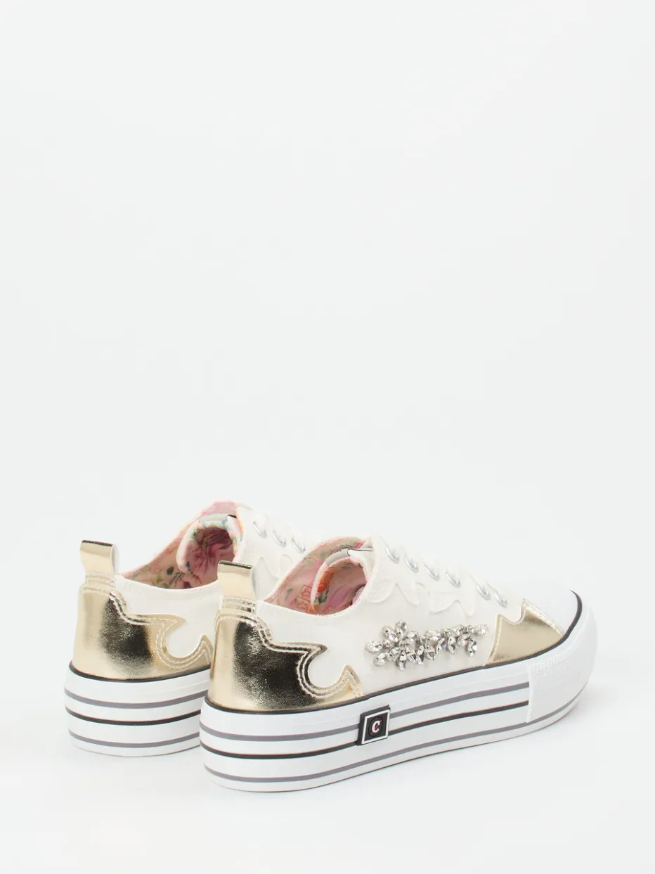 Damen CAFèNOIR – Plateau-Sneaker aus Textil mit Goldakzenten