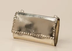 Damen Campomaggi – Clutch aus Metallic-Leder Goldmetallic