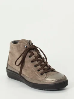 Damen Christian Dietz – High-Top Schnürschuh aus Veloursleder taupe
