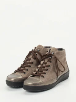 Damen Christian Dietz – High-Top Schnürschuh aus Veloursleder taupe