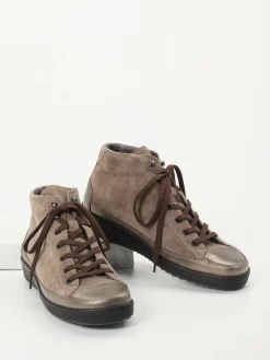 Damen Christian Dietz – High-Top Schnürschuh aus Veloursleder taupe