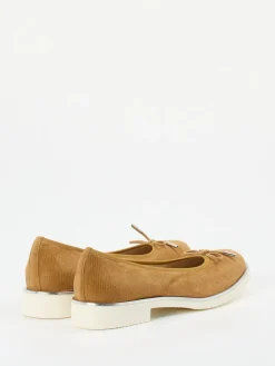 Damen Cinzia Valle – Komfort-Ballerinas aus Veloursleder Cognac