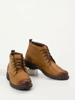 Herren Clarks – Schnürboots aus Glattleder cognac