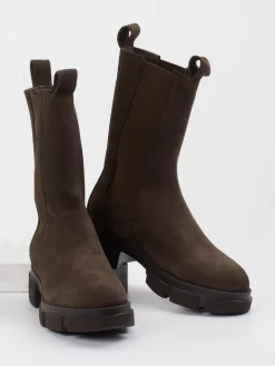 Damen Copenhagen – Chelsea Boots aus Velours-Kalbleder Dunkel