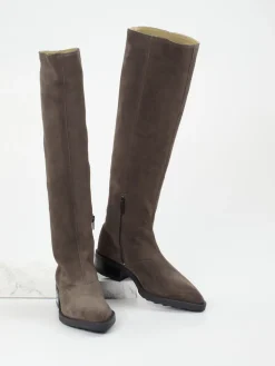 Damen Copenhagen – Kniehohe Stiefel aus Veloursleder Dunkelbraun