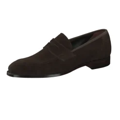 Herren Crockett u0026 Jones Crockett & Jones – Penny Loafer aus Veloursleder Dunkel