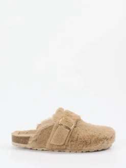 – Pantoletten aus Textil mit Kunstfell*Cypres New