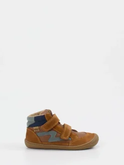 Kinder develab – Winter-Boots aus Veloursleder cognac