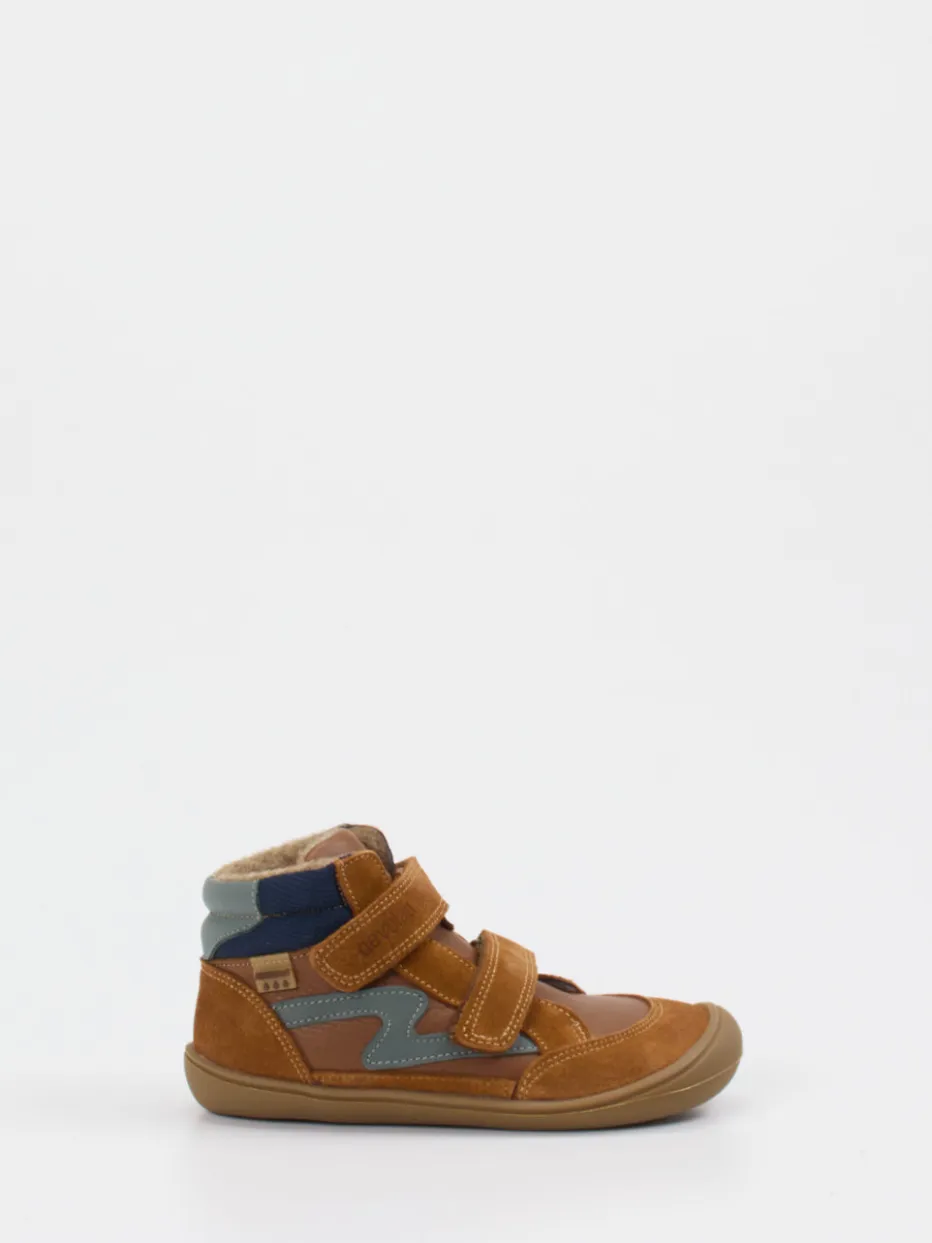 Kinder develab – Winter-Boots aus Veloursleder cognac