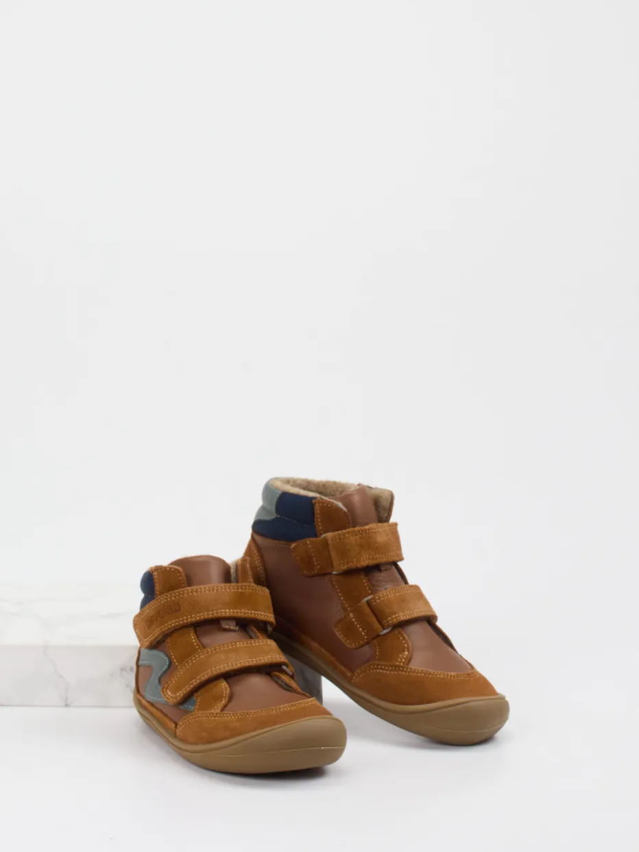 Kinder develab – Winter-Boots aus Veloursleder cognac
