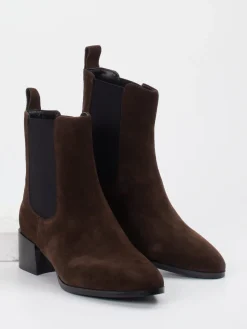 Damen Di Lauro – Chelsea Boots aus Veloursleder dunkel