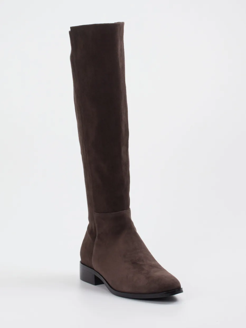 Damen Di Lauro – Kniehohe Stiefel aus Veloursleder Dunkel