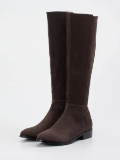Damen Di Lauro – Kniehohe Stiefel aus Veloursleder Dunkel