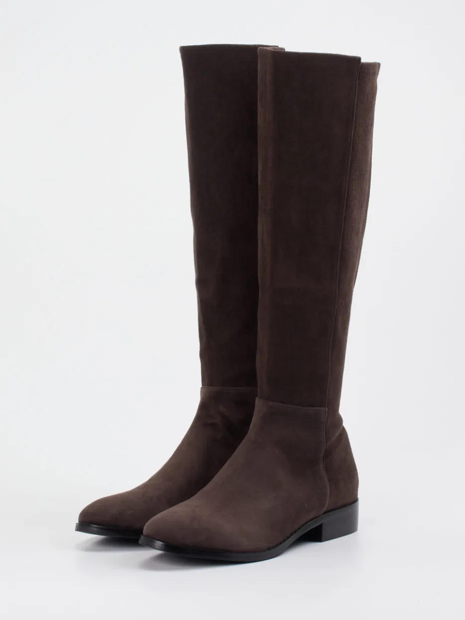 Damen Di Lauro – Kniehohe Stiefel aus Veloursleder Dunkel
